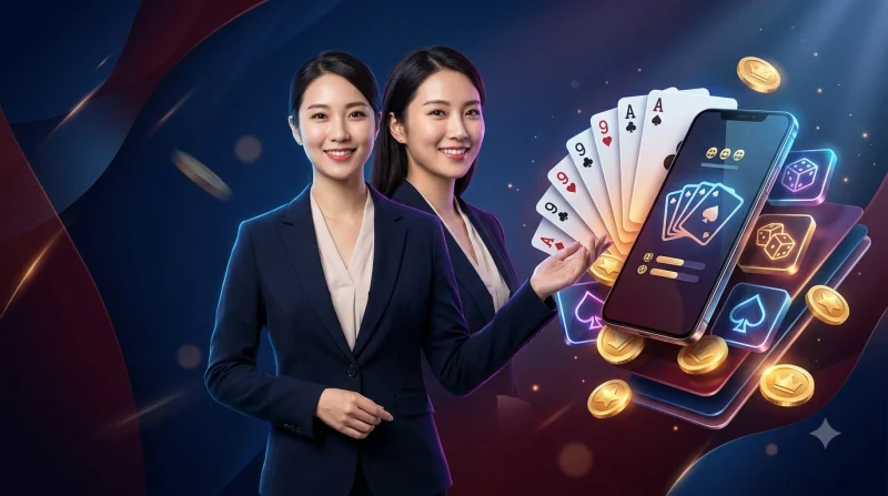 Ba lá bài A, 7, 2 tạo thành bài cào 9 nút trên bàn casino sang trọng