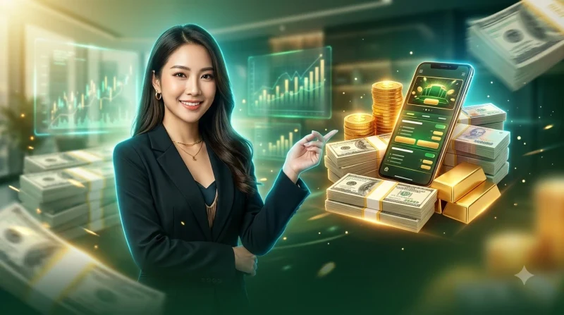 Chiến kê đá gà VSbet với tư thế sẵn sàng chiến đấu, nền tối sang trọng với hiệu ứng ánh sáng neon và vàng