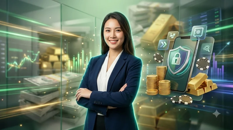 Khiên bảo mật vàng với biểu tượng ổ khóa bảo vệ tài khoản VSbet