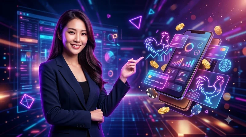 Sân đấu gà truyền thống với hai chú gà chọi đối đầu, khán giả cổ vũ xung quanh, thể hiện bối cảnh cá cược đá gà